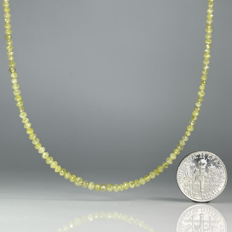 14K Yellow Gold Yellow Diamond Beaded Necklace 13.37ct