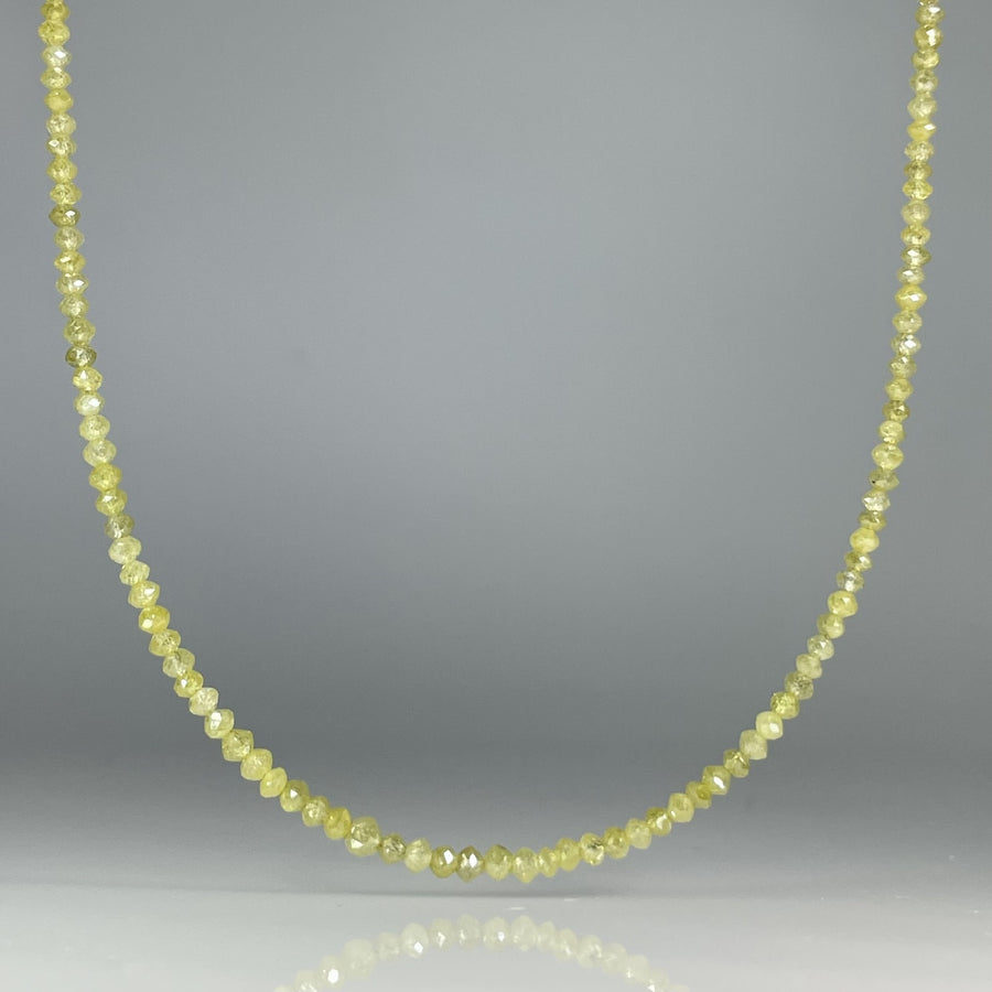 14K Yellow Gold Yellow Diamond Beaded Necklace 13.37ct