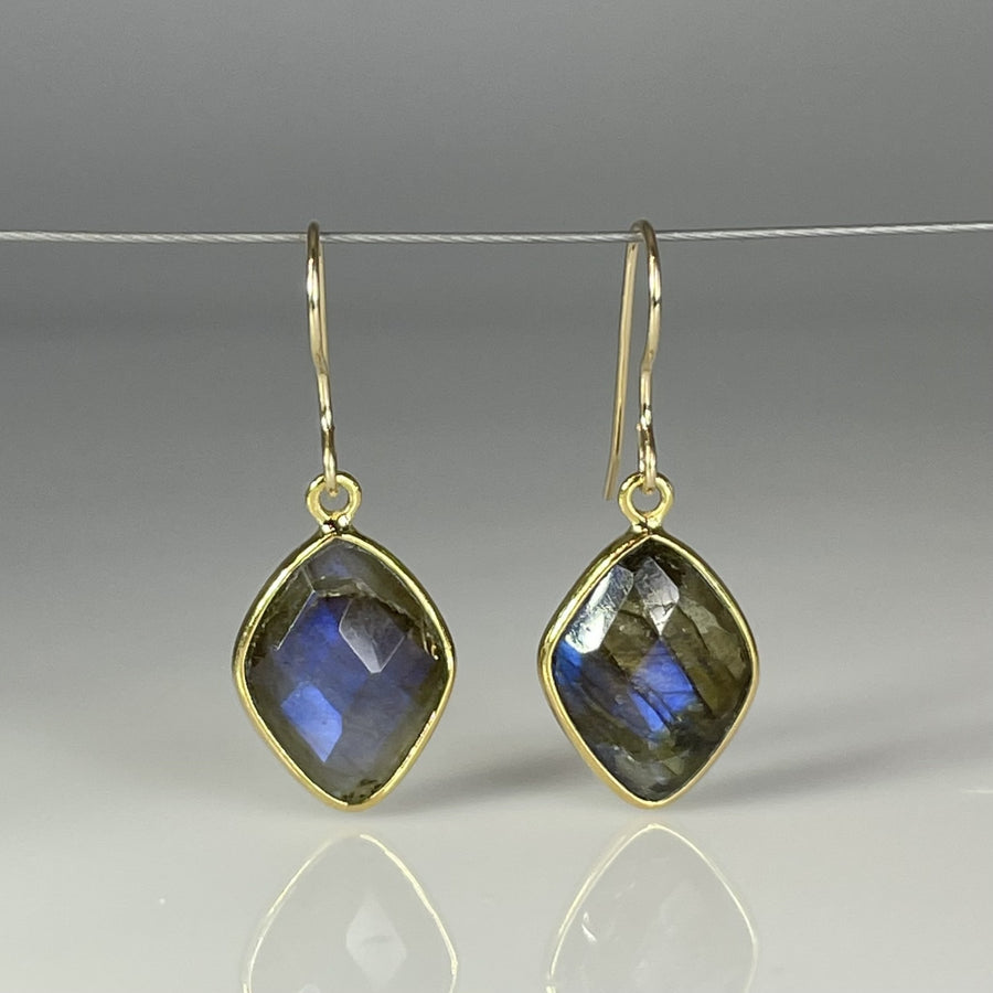 Labradorite Bezel Set Earrings 10x17mm