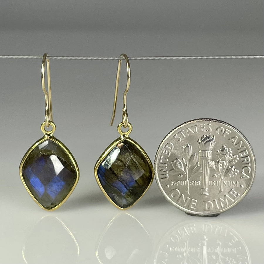 Labradorite Bezel Set Earrings 10x17mm