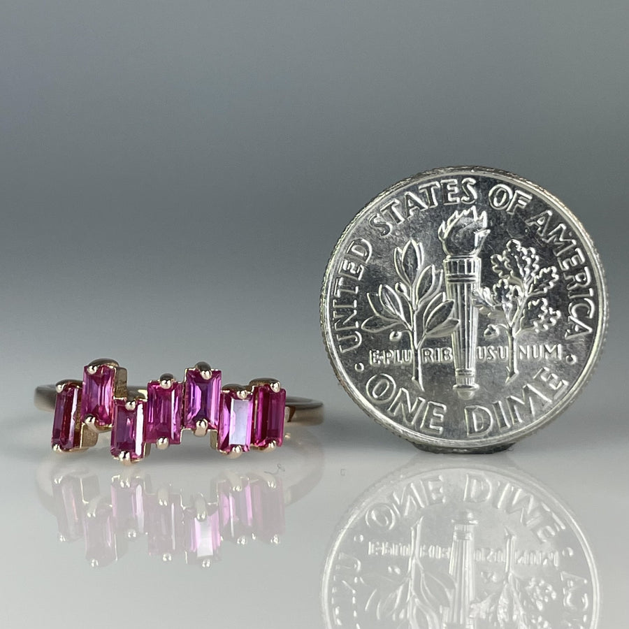 14K Rose Gold Staggered Ruby Band 0.80ct
