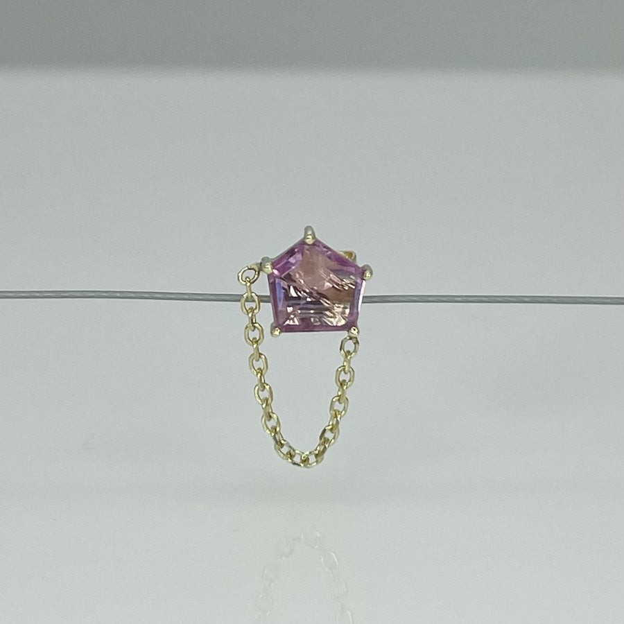 14K Yellow Gold Pink Sapphire Single Stud/ Dangle 0.79ct