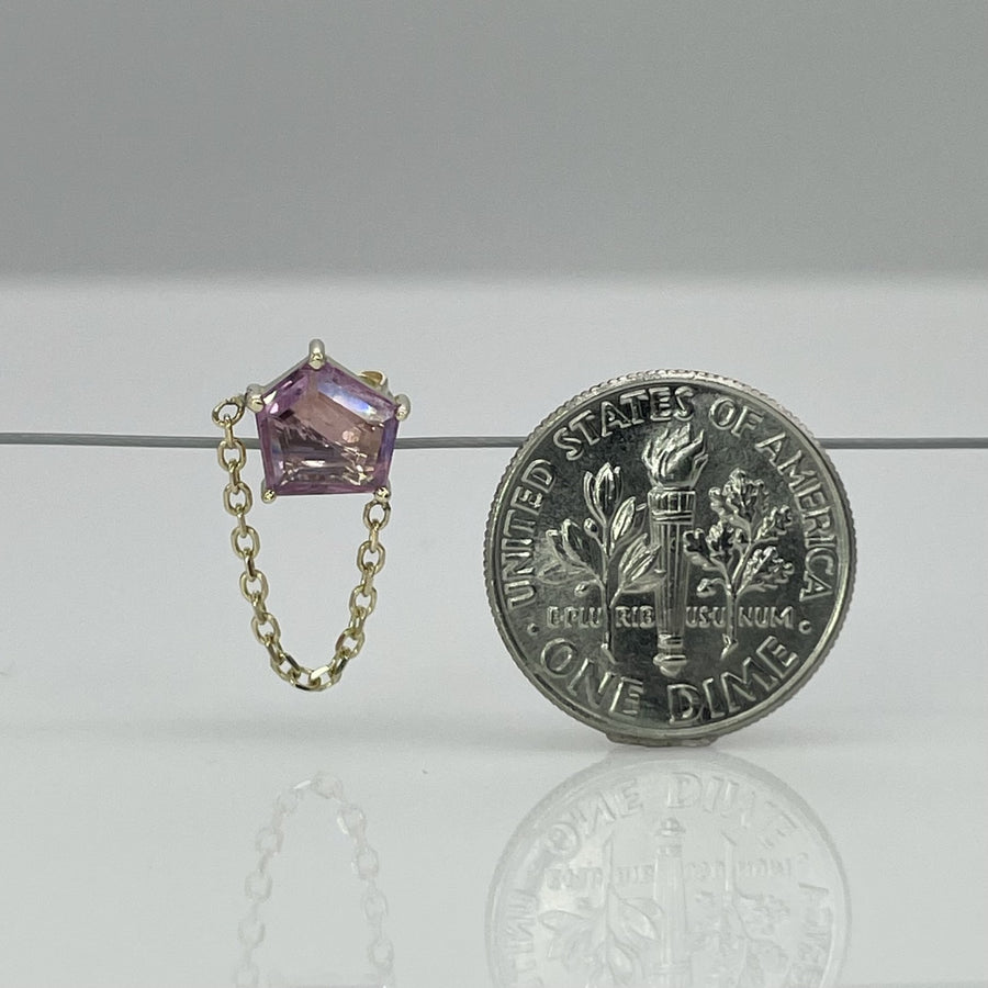14K Yellow Gold Pink Sapphire Single Stud/ Dangle 0.79ct