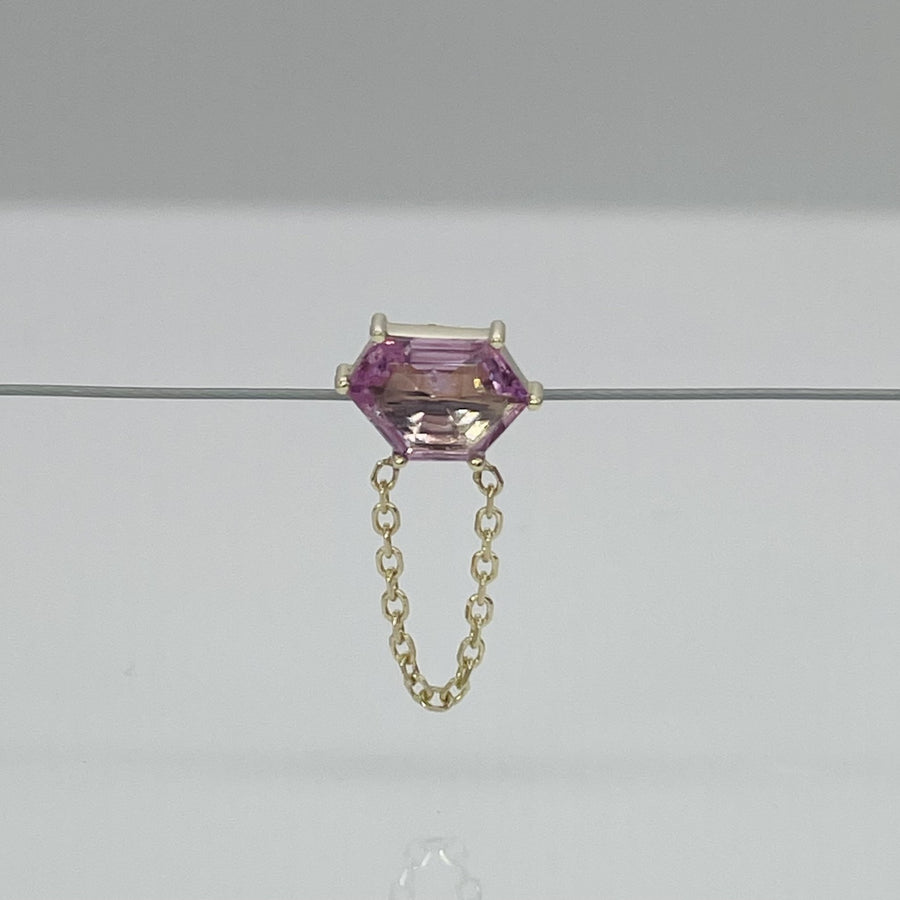 14K Yellow Gold Pink Sapphire Single Stud/ Dangle 0.98ct