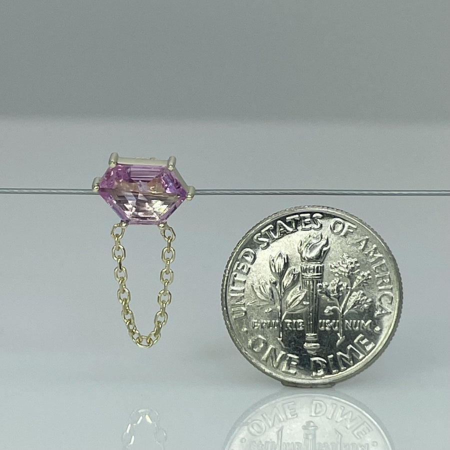 14K Yellow Gold Pink Sapphire Single Stud/ Dangle 0.98ct