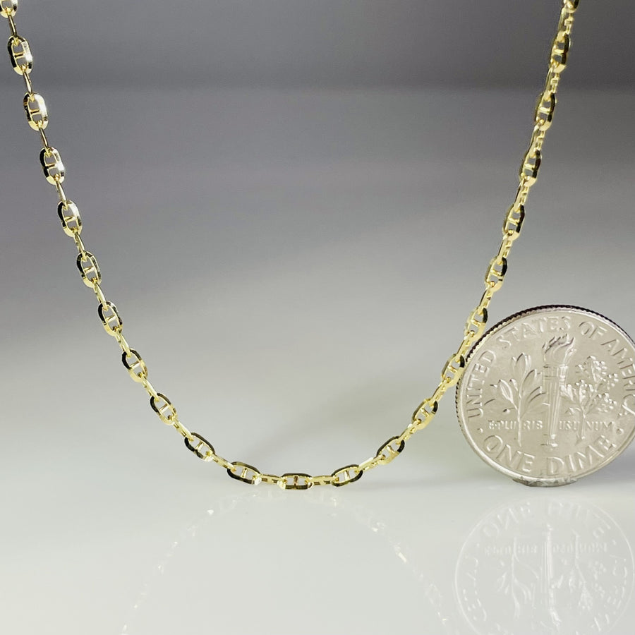 14K Yellow Gold Diamond Cut Marina Chain 1.8mm