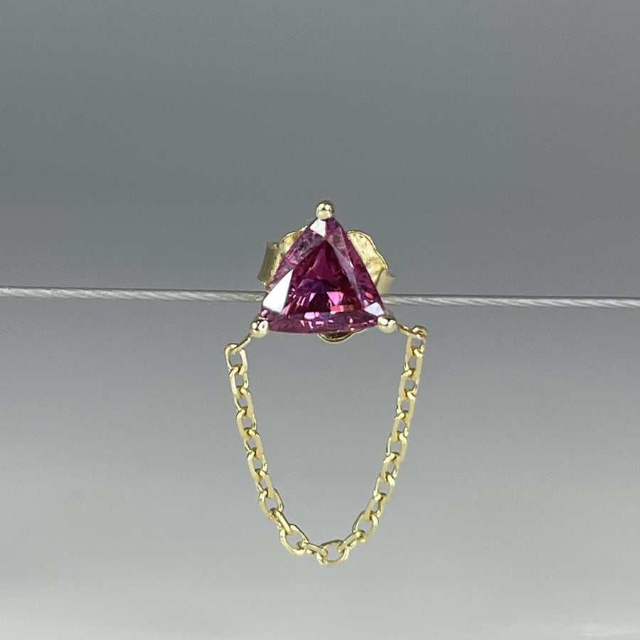 Ruby Triangle 14K Yellow Gold Ruby Triangle Single Stud/ Dangle Earring 0.53ct ...