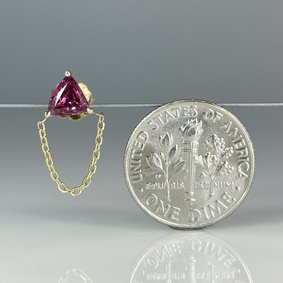 Ruby Triangle 14K Yellow Gold Ruby Triangle Single Stud/ Dangle Earring 0.53ct ...