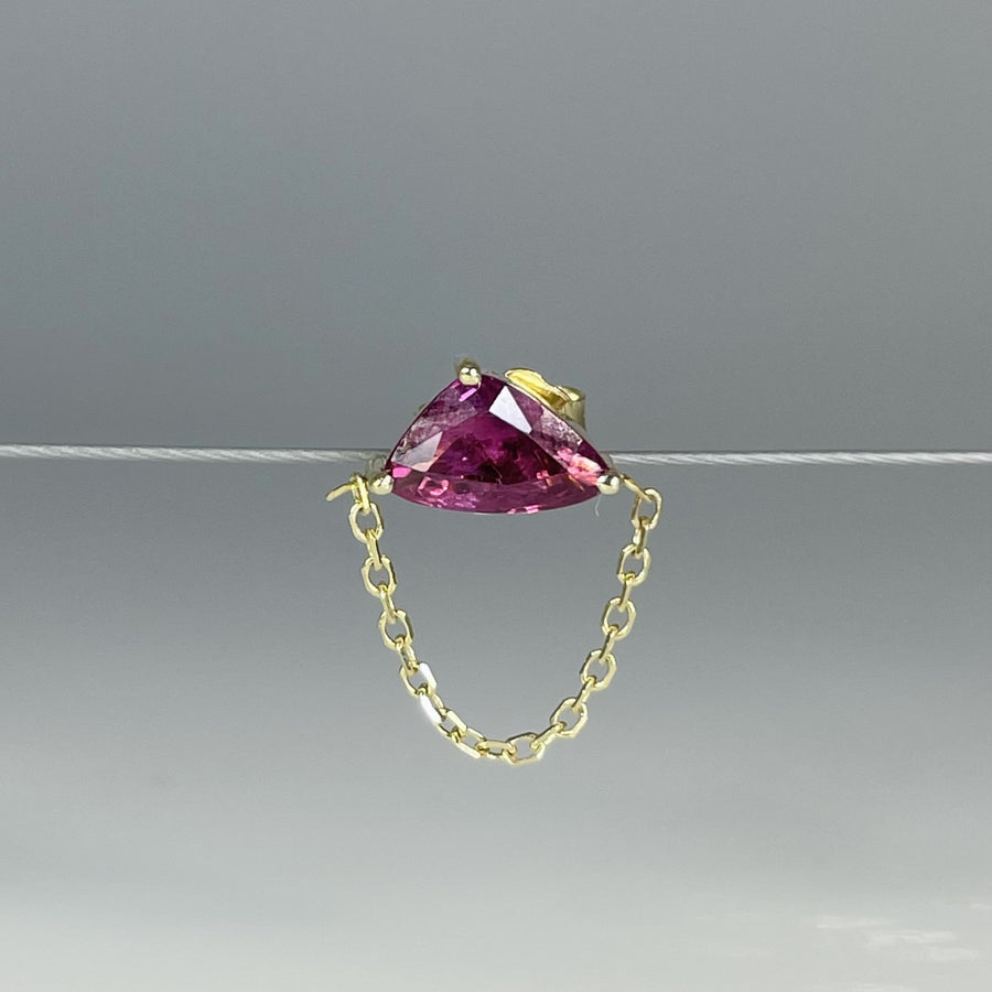 14K Yellow Gold Ruby Triangle Single Stud/ Dangle Earring 0.77ct