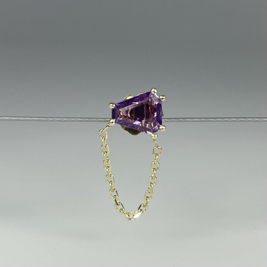 14K Yellow Gold Purple Sapphire Single Stud/ Dangle Earring 0.54ct