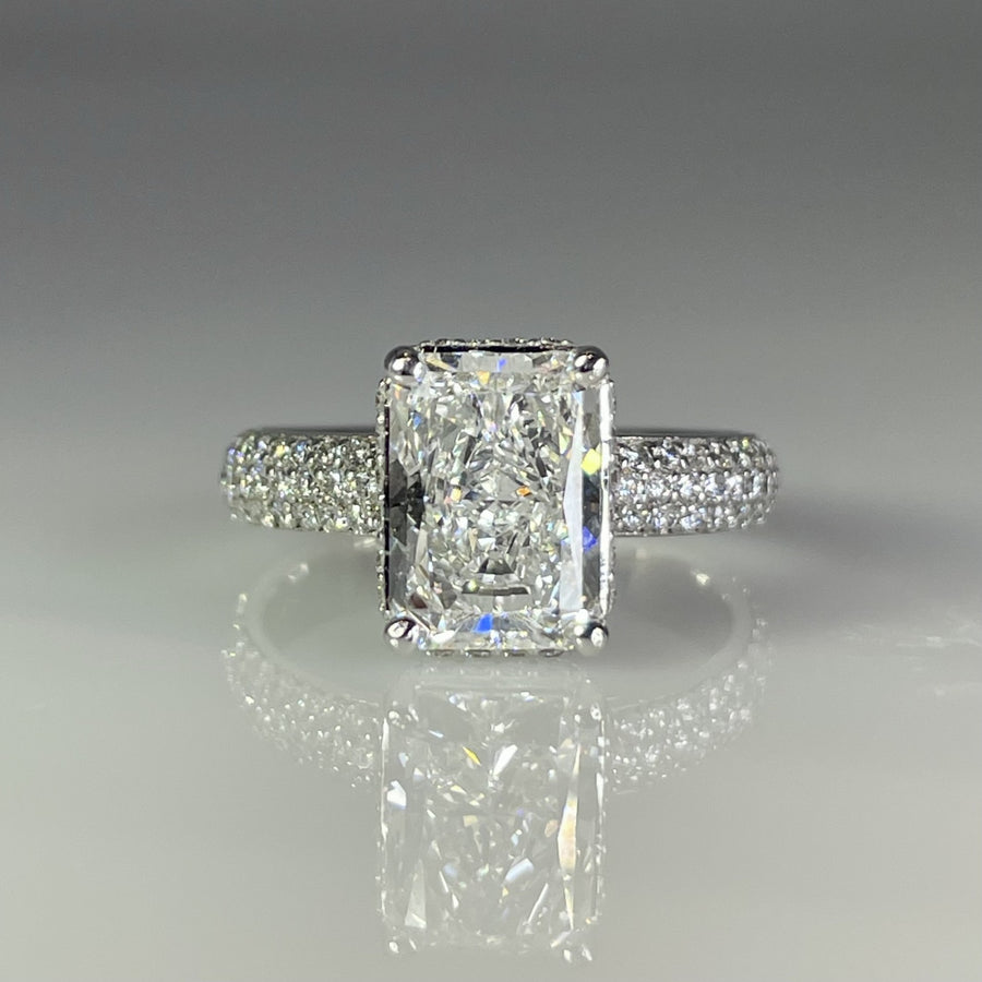 14K White Gold Radiant Cut Lab Grown Diamond 2.46/0.80ct