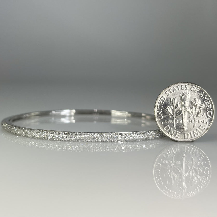 14K White Gold Natural Diamond Bangle 0.93ct