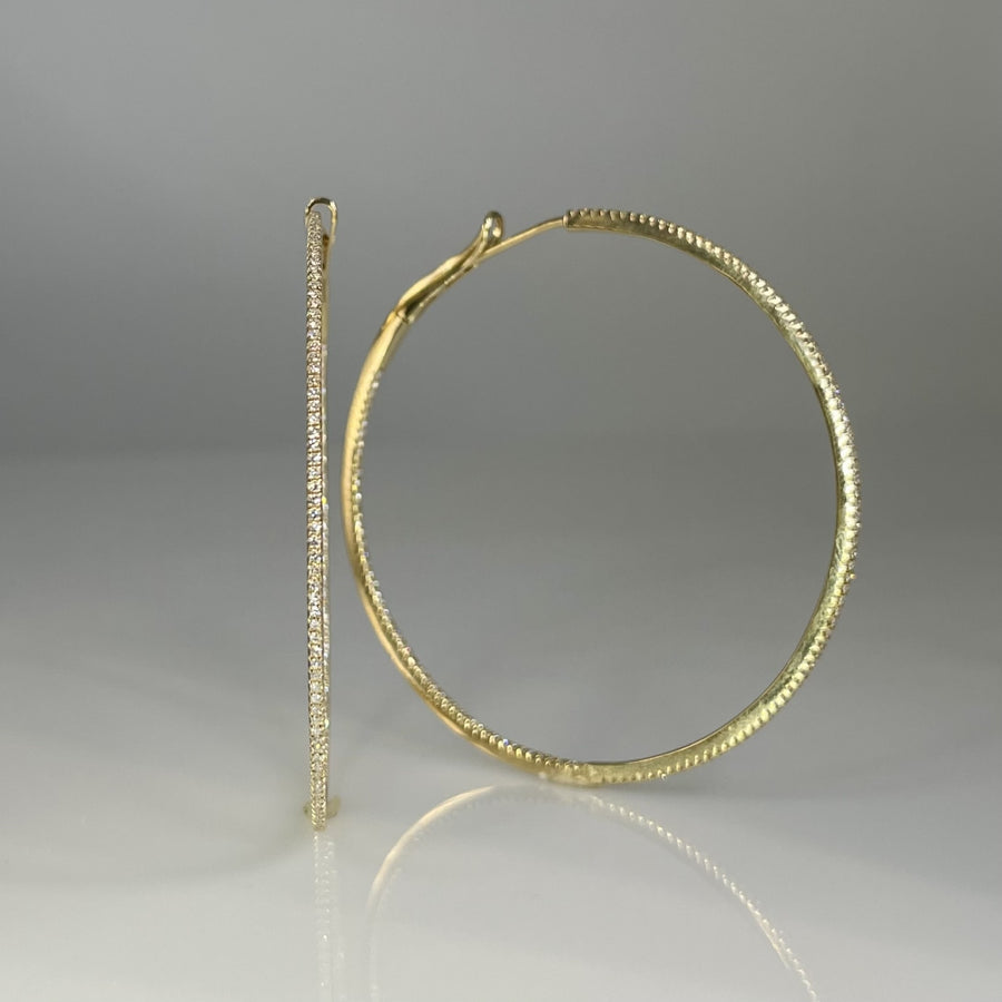 14K Yellow Gold Natural Diamond Hoop Earrings 0.66ct
