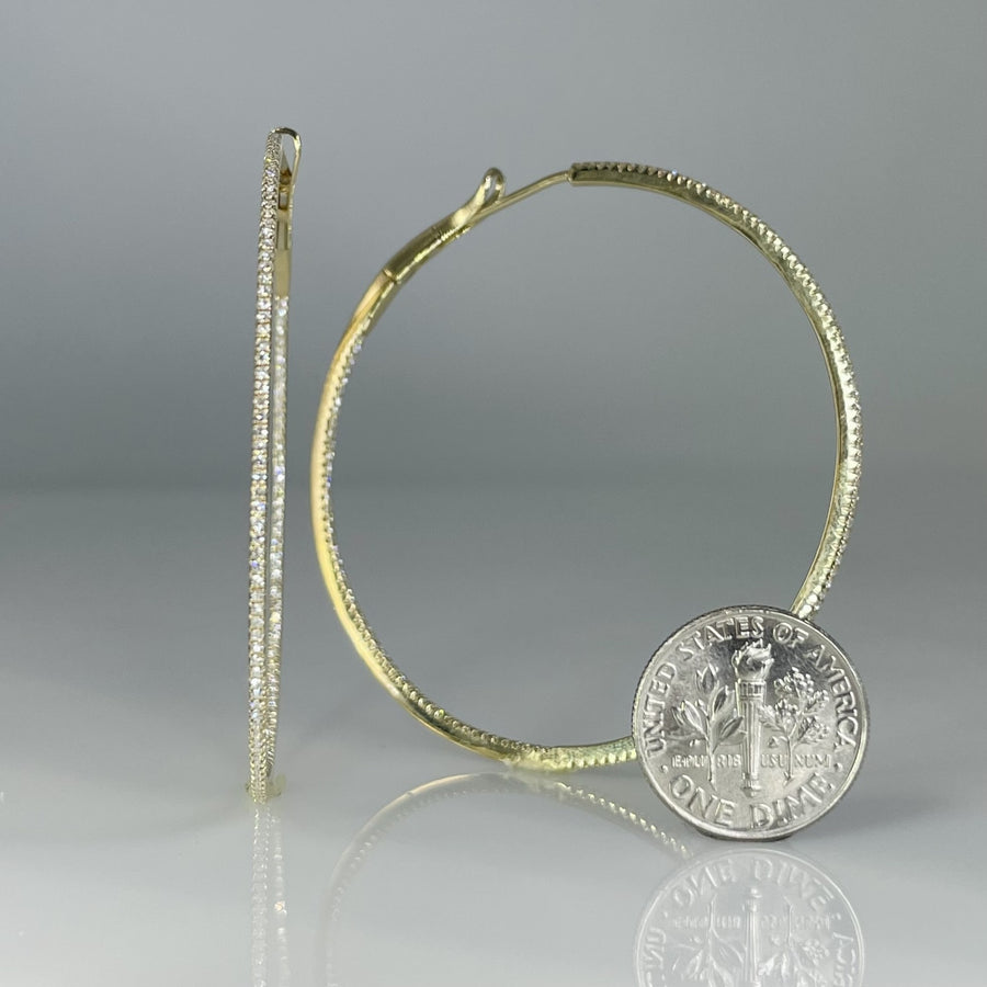 14K Yellow Gold Natural Diamond Hoop Earrings 0.66ct