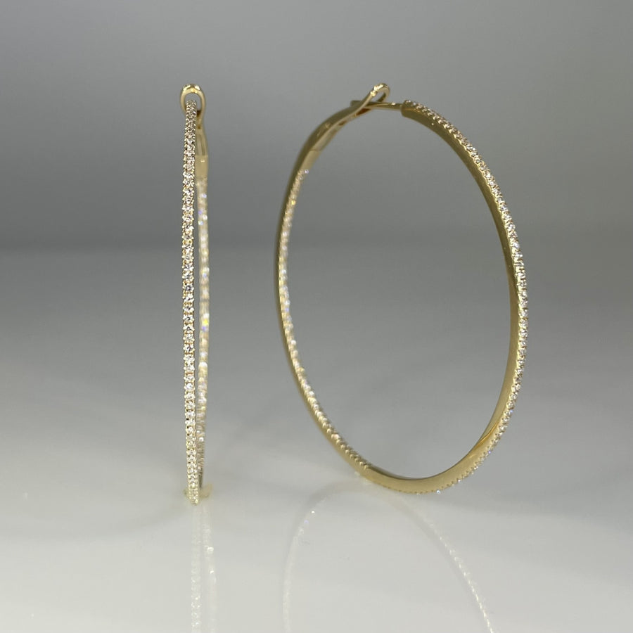 14K Yellow Gold Natural Diamond Hoop Earrings 0.71ct