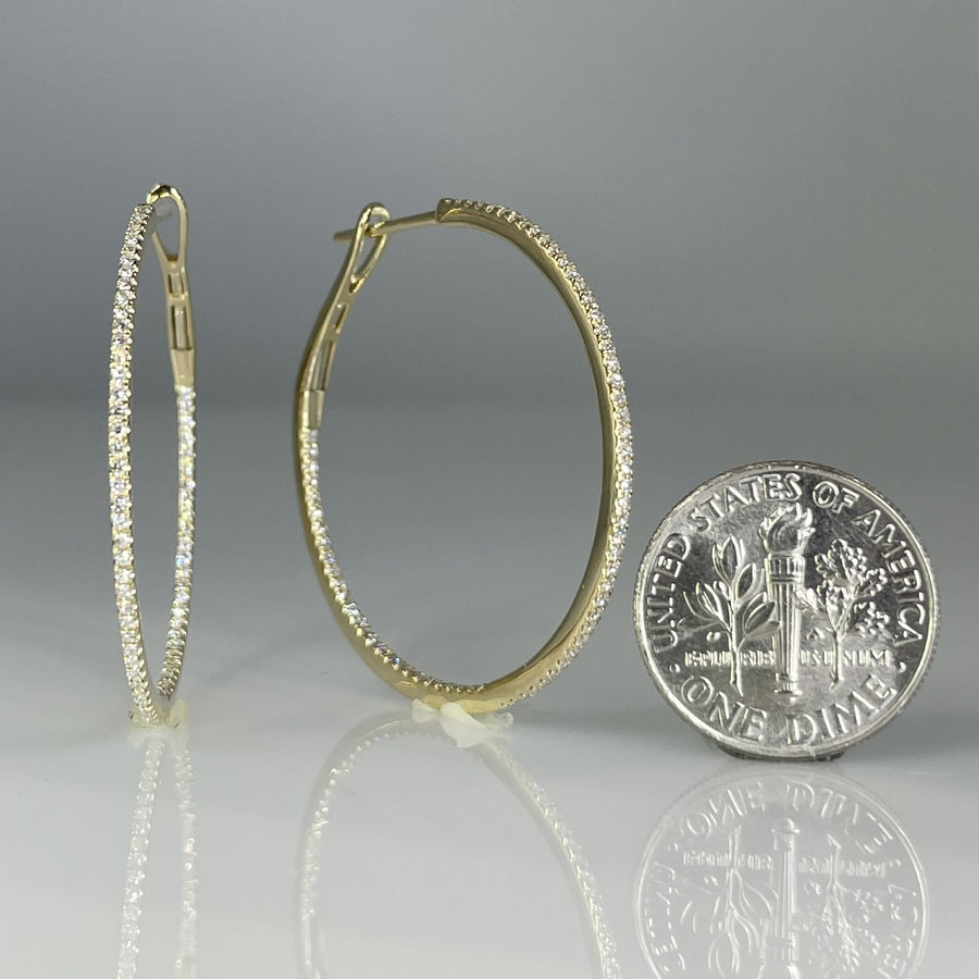14K Yellow Gold Natural Diamond Hoop Earrings 0.49ct