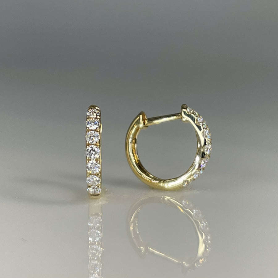14K Yellow Gold Diamond Huggies 12mm 0.29ct