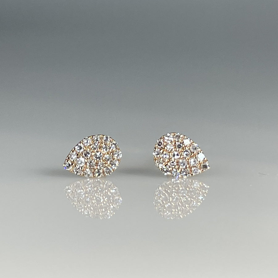 14K Rose Gold Diamond Pear Stud Earrings 6mm 0.11ct