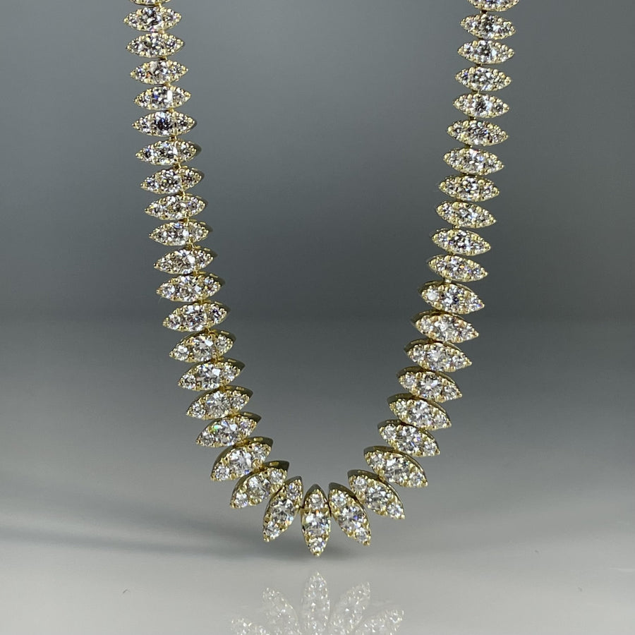 14K Yellow Gold Marquise Diamond Necklace 2.83ct