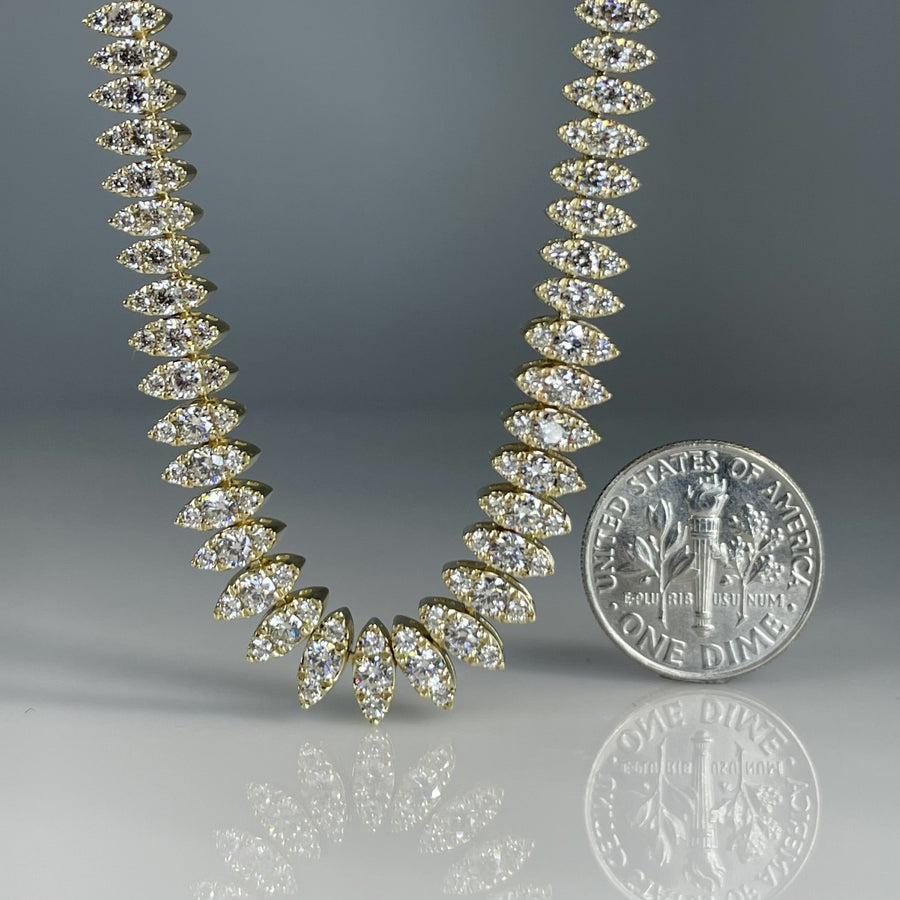 14K Yellow Gold Marquise Diamond Necklace 2.83ct