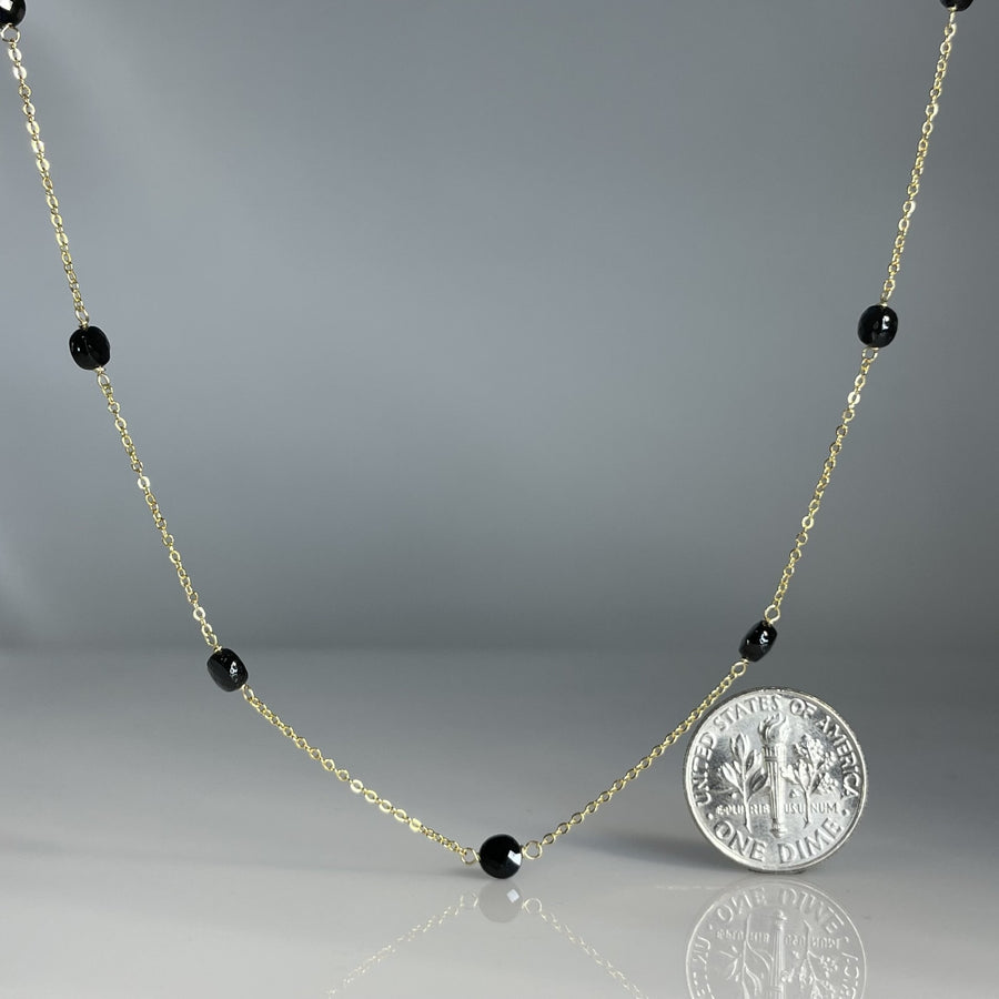 Black Spinel 7 Bead Multi Drop Necklace 3.5mm