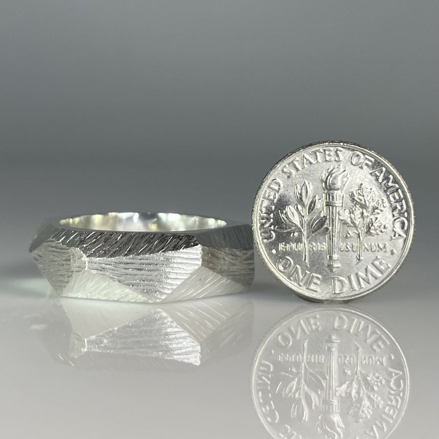 Sterling Silver Faceted Band 7.5mm