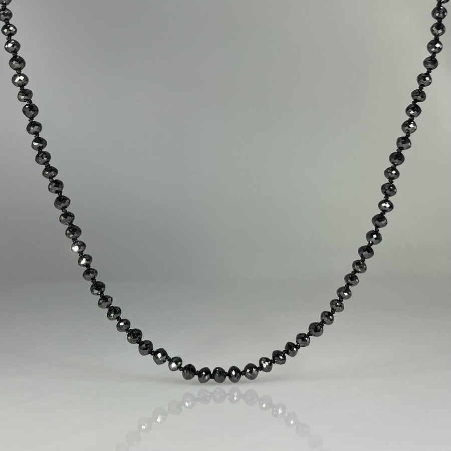 14K Yellow Gold Black Diamond Beaded Necklace 24.36ct 2.5-3mm