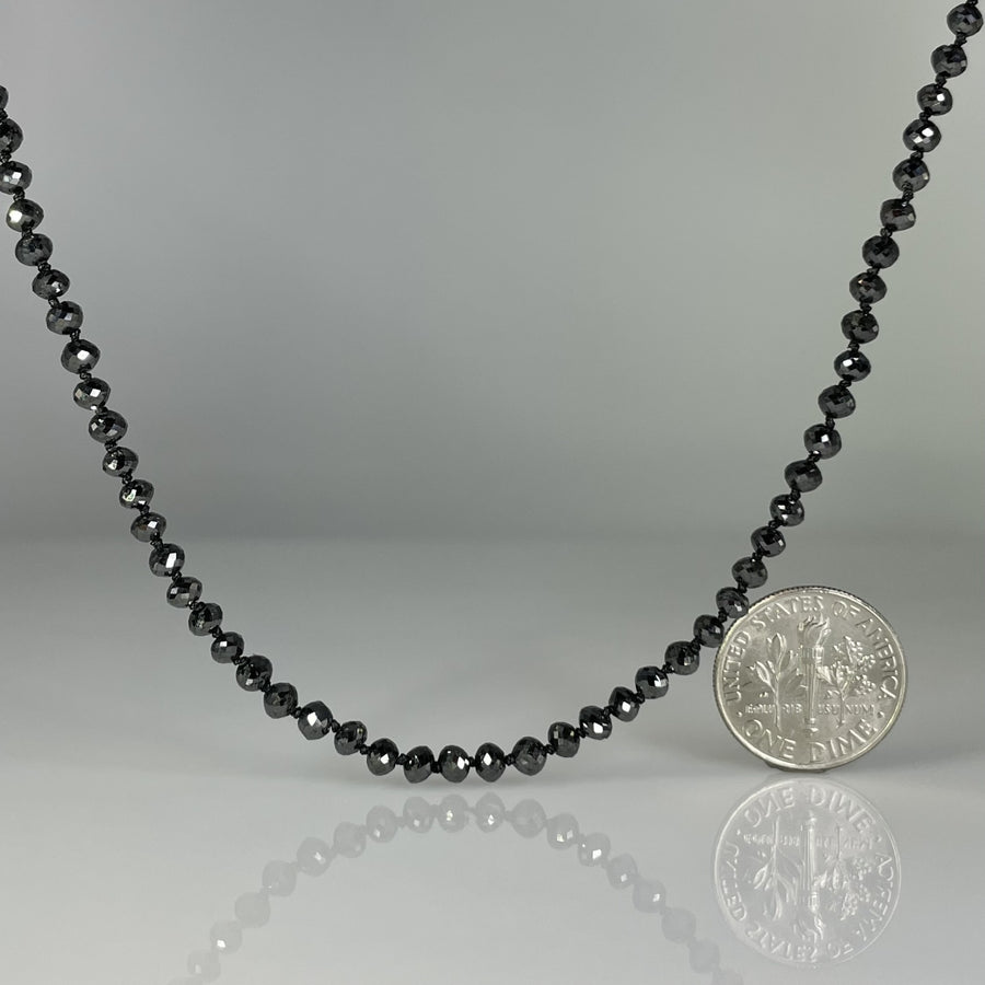 14K Yellow Gold Black Diamond Beaded Necklace 24.36ct 2.5-3mm