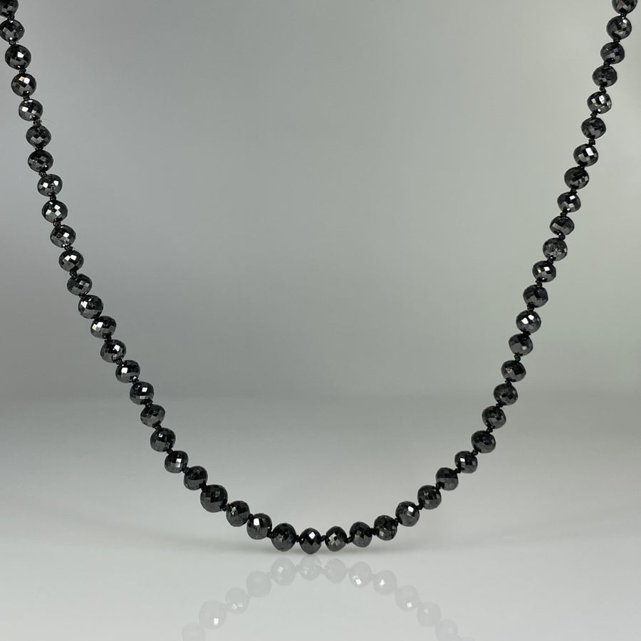 14K Yellow Gold Black Diamond Beaded Necklace 47.15ct 3.5-4.5mm