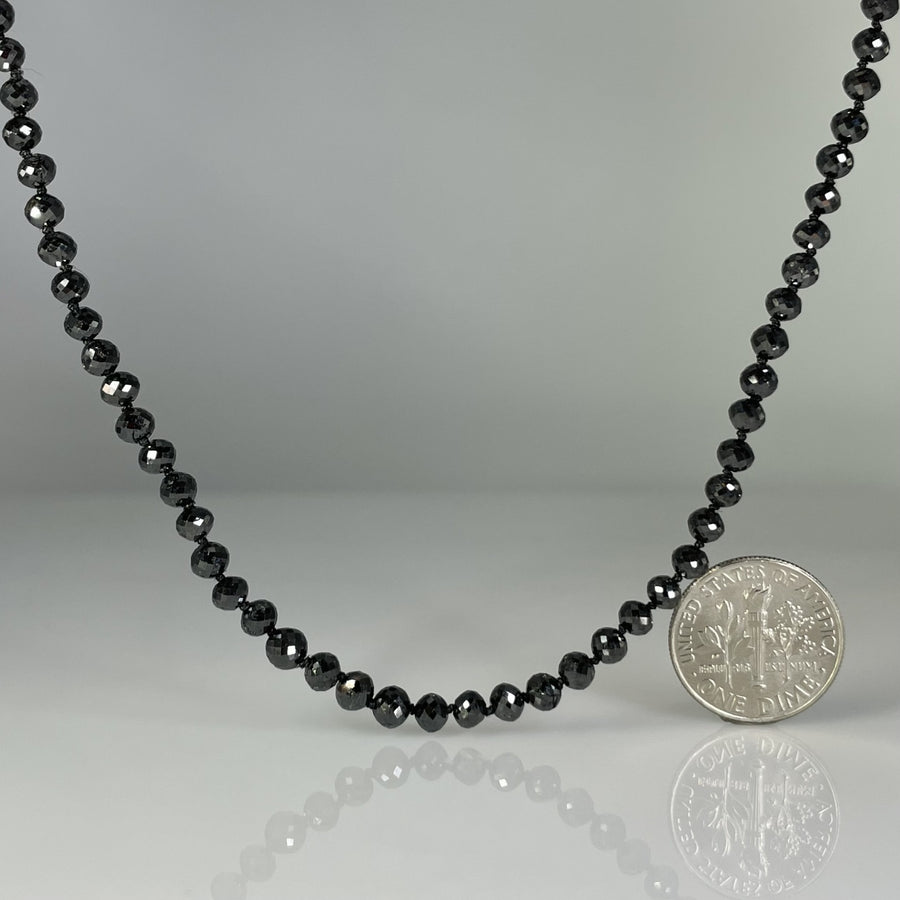 14K Yellow Gold Black Diamond Beaded Necklace 47.15ct 3.5-4.5mm