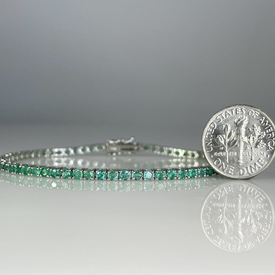14K White Gold Emerald Tennis Bracelet 3.50ct
