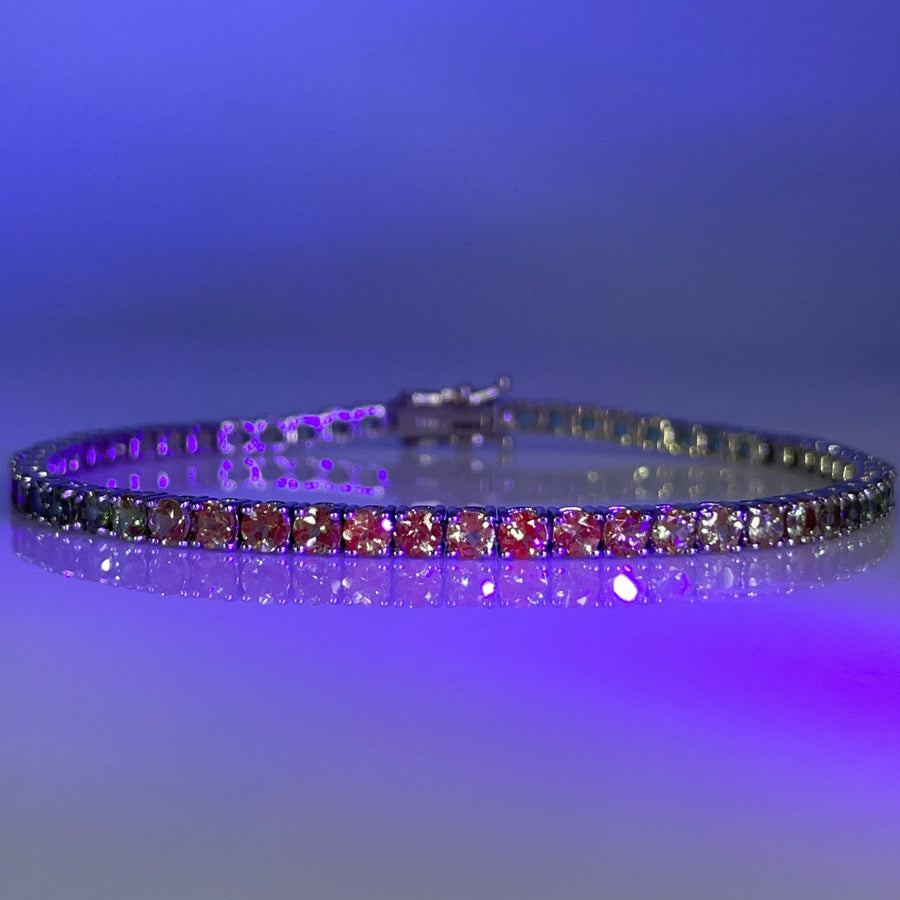 14K White Gold Alexandrite Tennis Bracelet 7.42ct