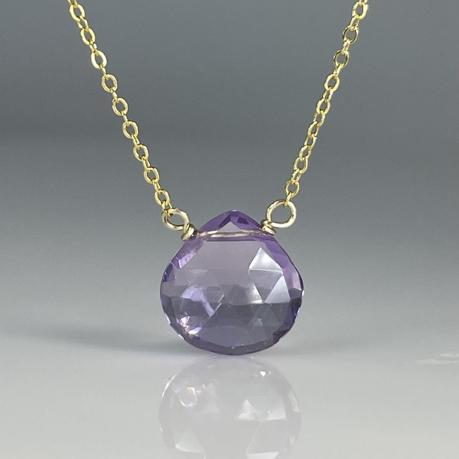 Pink Amethyst Drop Necklace 10mm