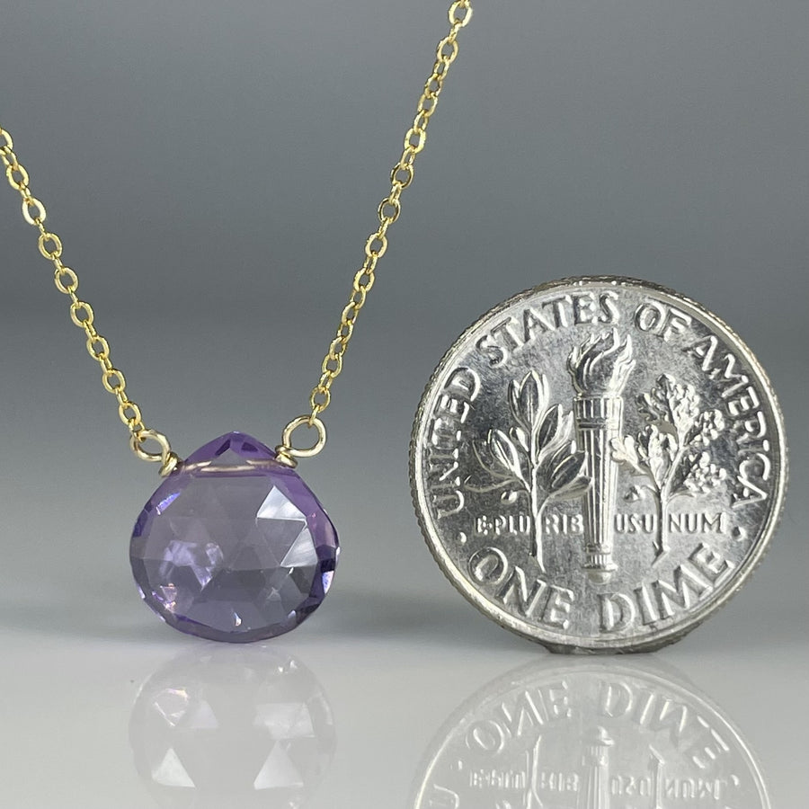 Pink Amethyst Drop Necklace 10mm