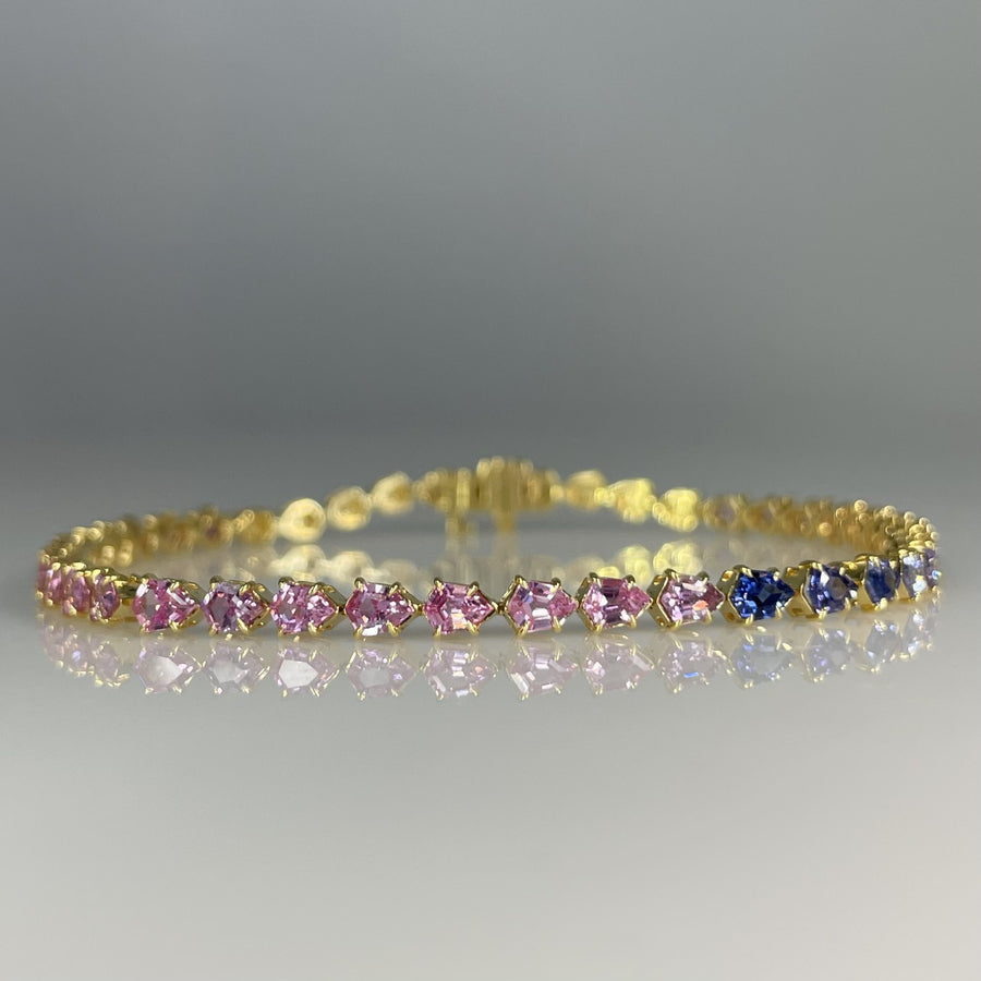 18K Yellow Gold Multicolor Sapphire Bracelet 4.61ct
