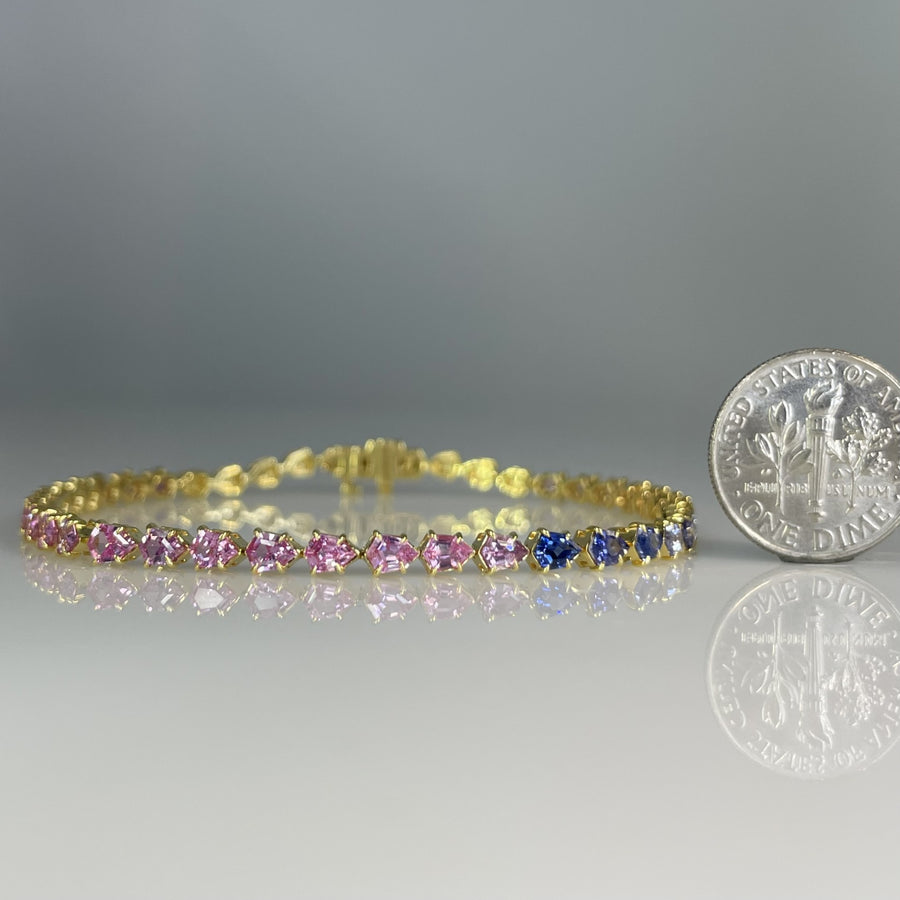 18K Yellow Gold Multicolor Sapphire Bracelet 4.61ct