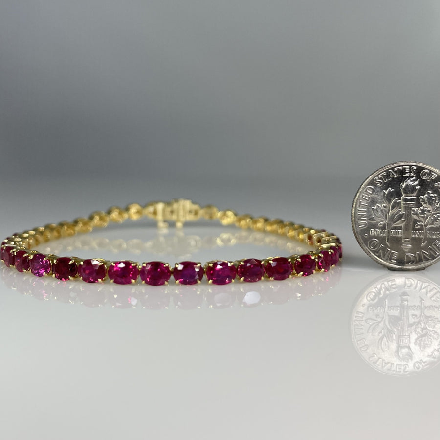 18K Yellow Gold Ruby Bracelet 6.19ct