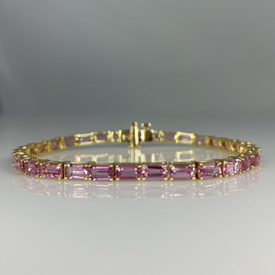 18K Yellow Gold Pink Sapphire Bracelet 9.65ct