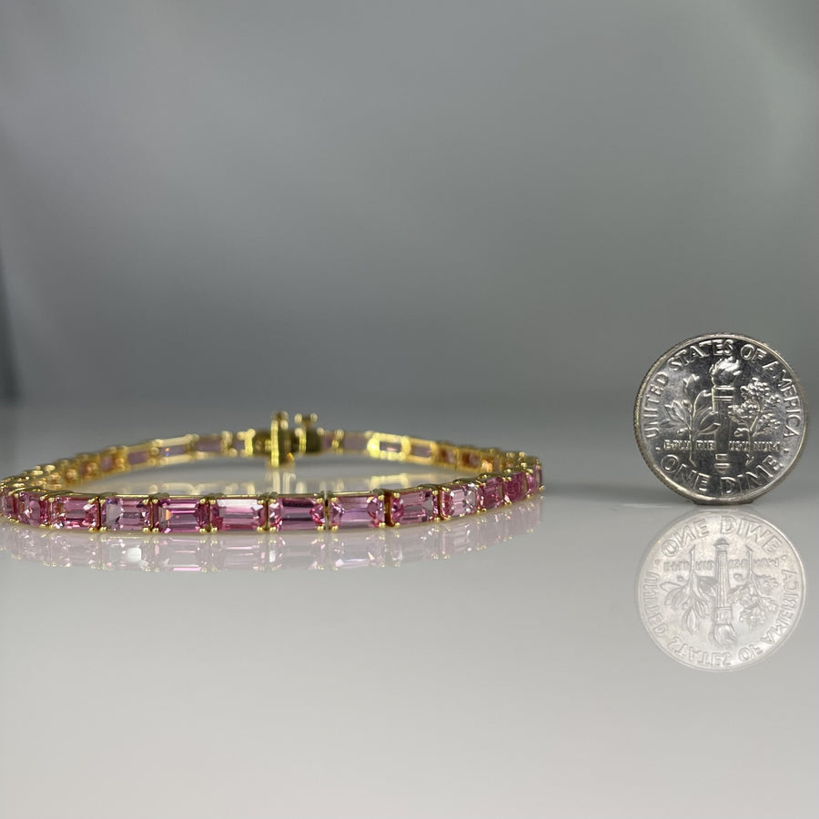 18K Yellow Gold Pink Sapphire Bracelet 9.65ct