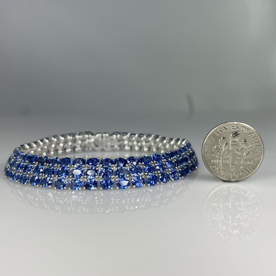 18K White Gold Blue Sapphire Bracelet 28.27ct