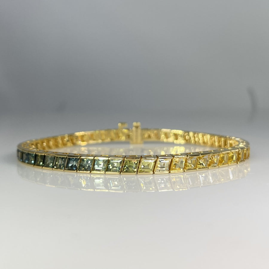 18K Yellow Gold Multicolor Sapphire Bracelet 6.72ct