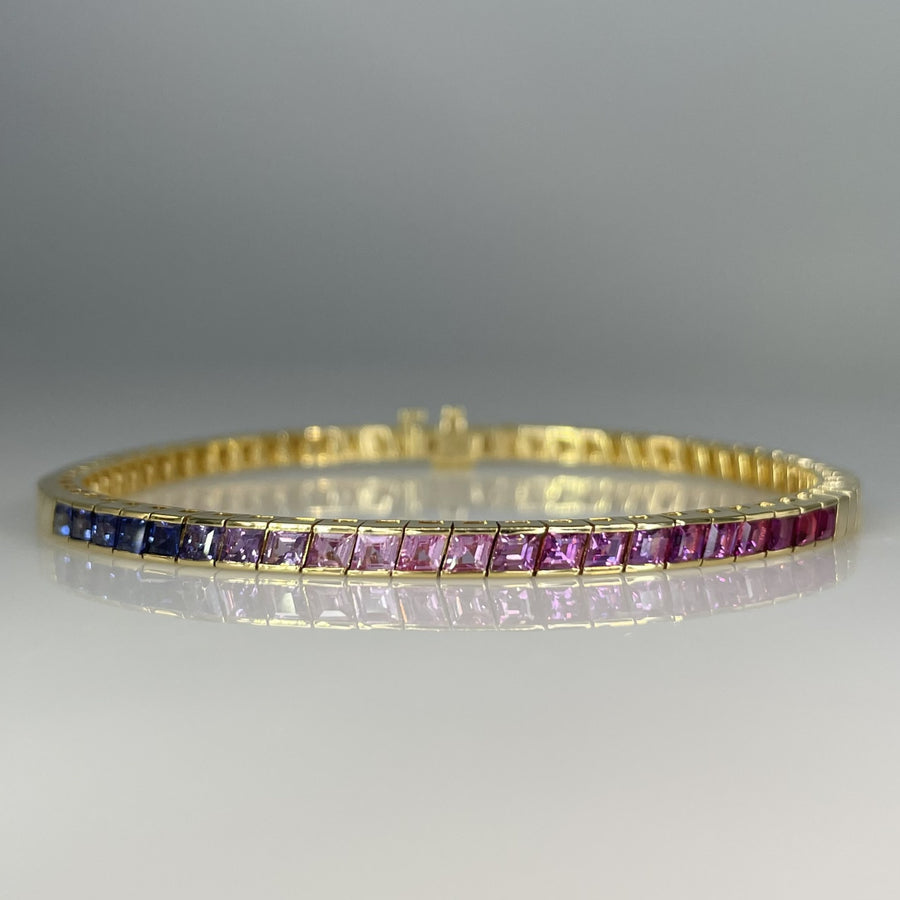 18K Yellow Gold Multicolor Sapphire Bracelet 2.20ct