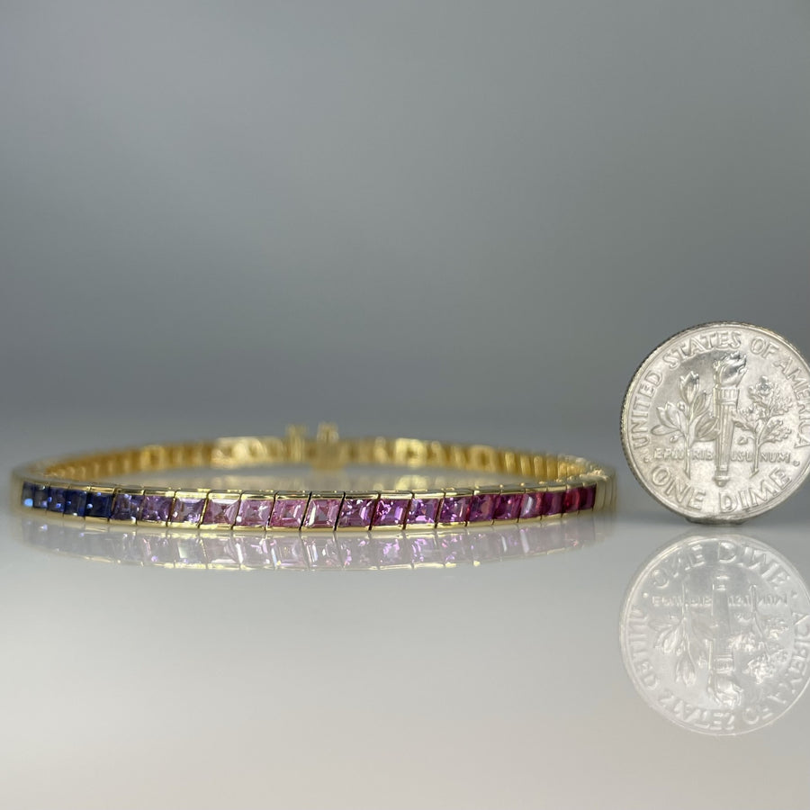 18K Yellow Gold Multicolor Sapphire Bracelet 2.20ct