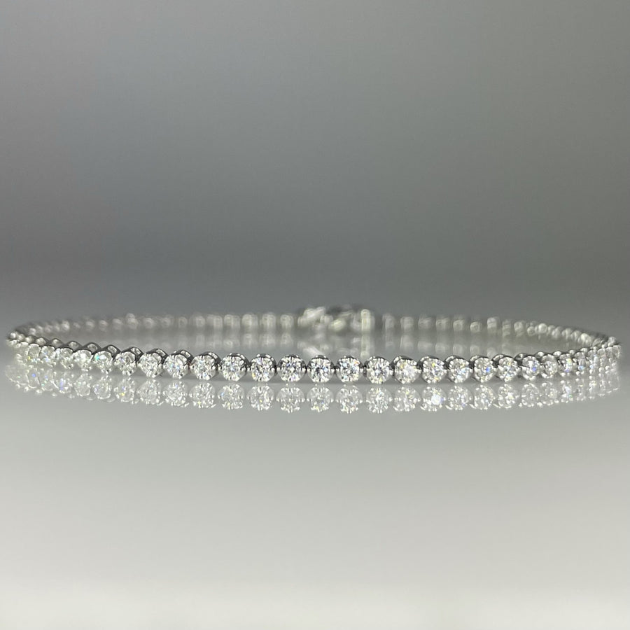 14K White Gold Lab Grown Round Diamond Tennis Bracelet 0.93ct