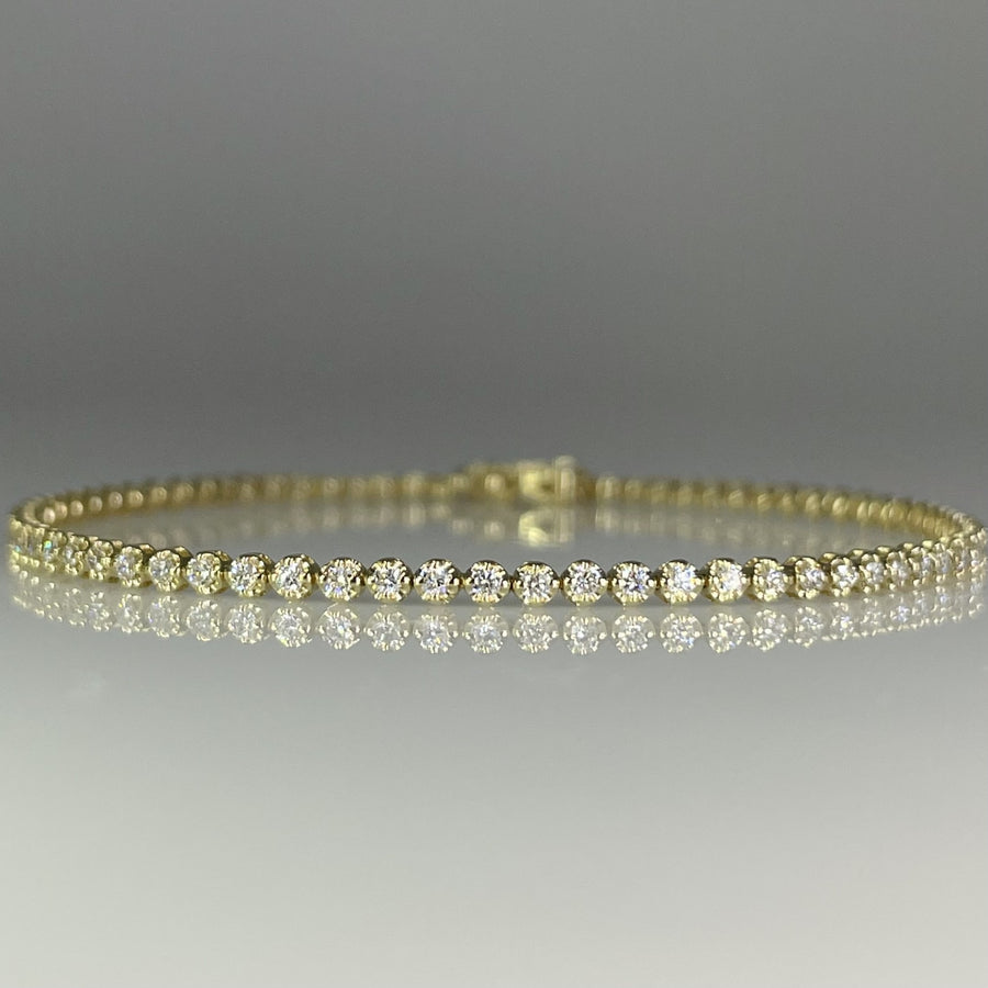14K Yellow Gold Lab Grown Round Diamond Tennis Bracelet 0.93ct