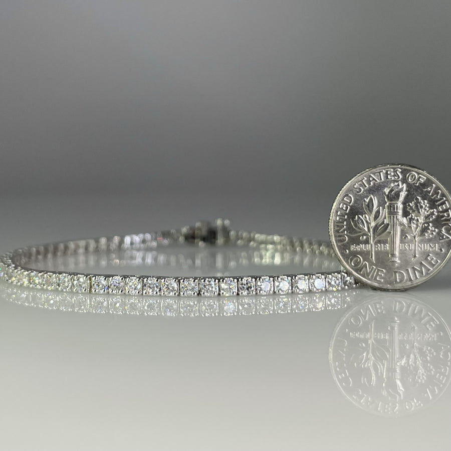14K White Gold Lab Grown Round Diamond Tennis Bracelet 2.58ct