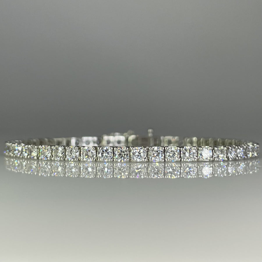 14K White Gold Lab Grown Round Diamond Tennis Bracelet 5.06ct