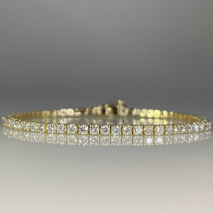 14K Yellow Gold Lab Grown Round Diamond Tennis Bracelet 2.99ct