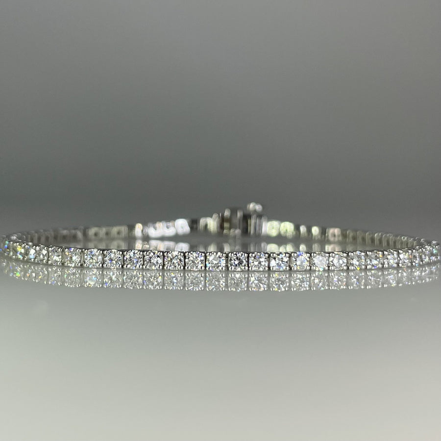 14K White Gold Lab Grown Round Diamond Tennis Bracelet 3.00ct
