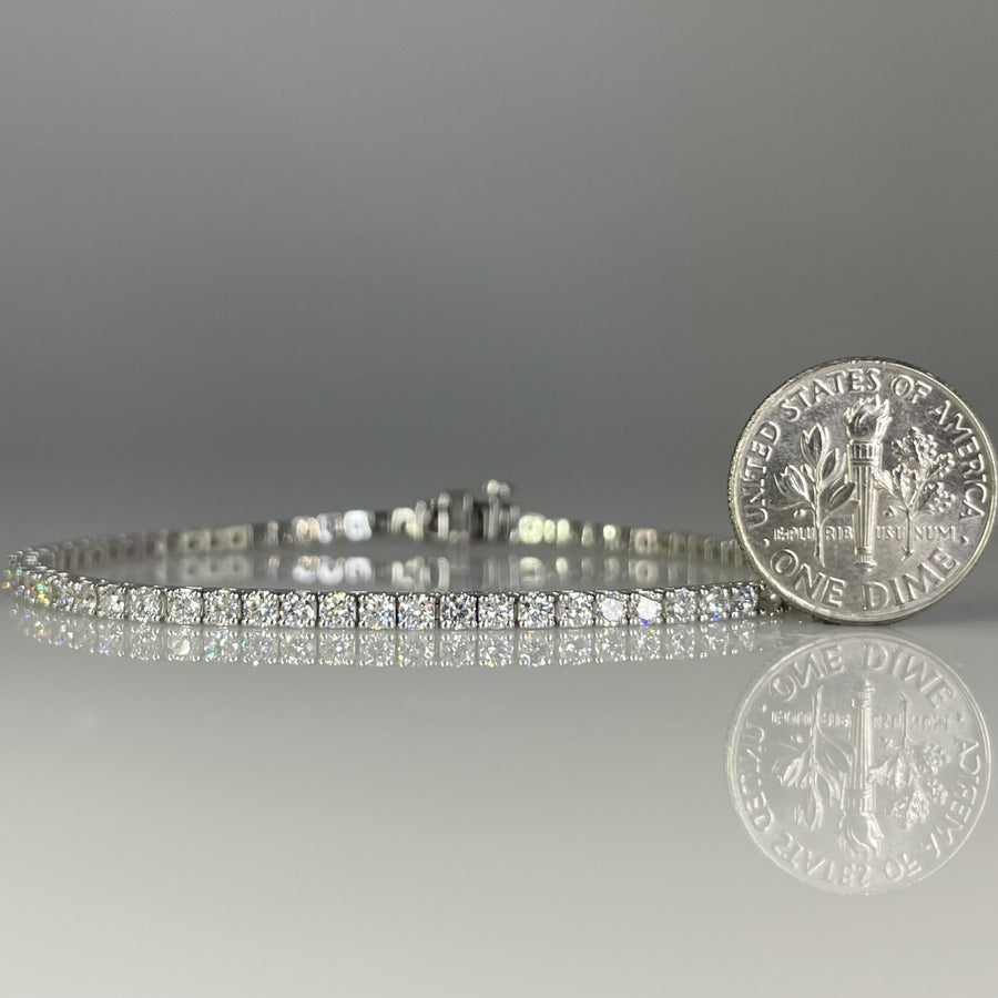 14K White Gold Lab Grown Round Diamond Tennis Bracelet 3.00ct